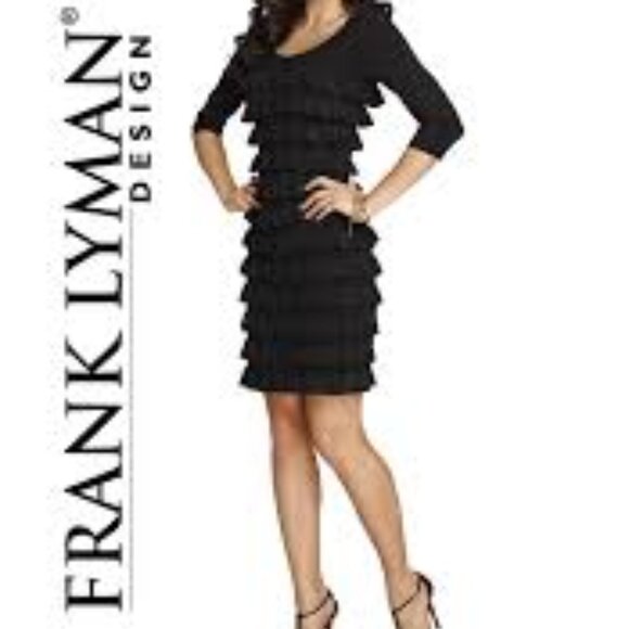 👗 Black Layered Ruffle Dress | Frank Lyman | Great Condition - Picture 7 of 7
